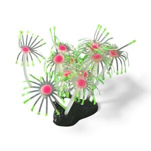 2 Sporn Green/pink UV Glow Faux Coral Fish Tank Decoration 2 for 1